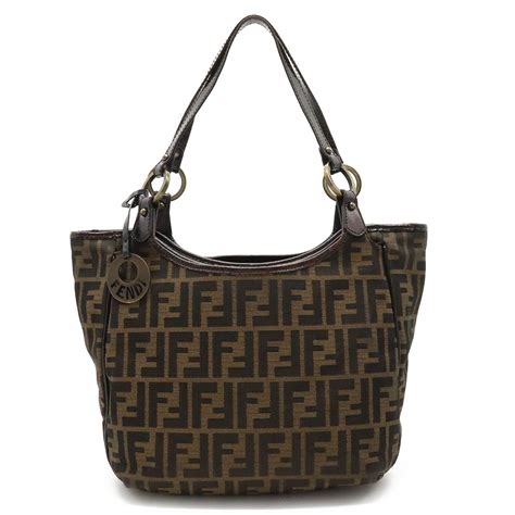 fendi zucca tote bag 8bh156 canvas leather brown|authentic Fendi zucca handbags.